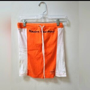 *SOLD*Harley Davidson Women's Orange and White Tie In Front Tube Top Size Medium
